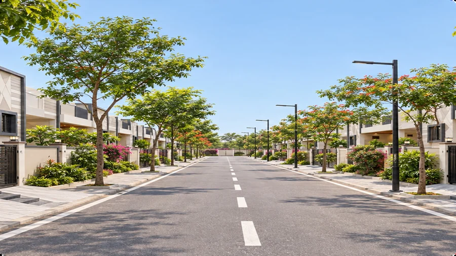 33-ft internal roads & street lighting at Yadadri Residency, completed — artist's impression