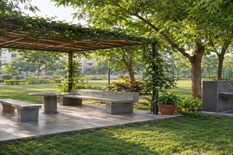 Senior citizens' sitting place at Yadadri Residency, planned — artist's impression